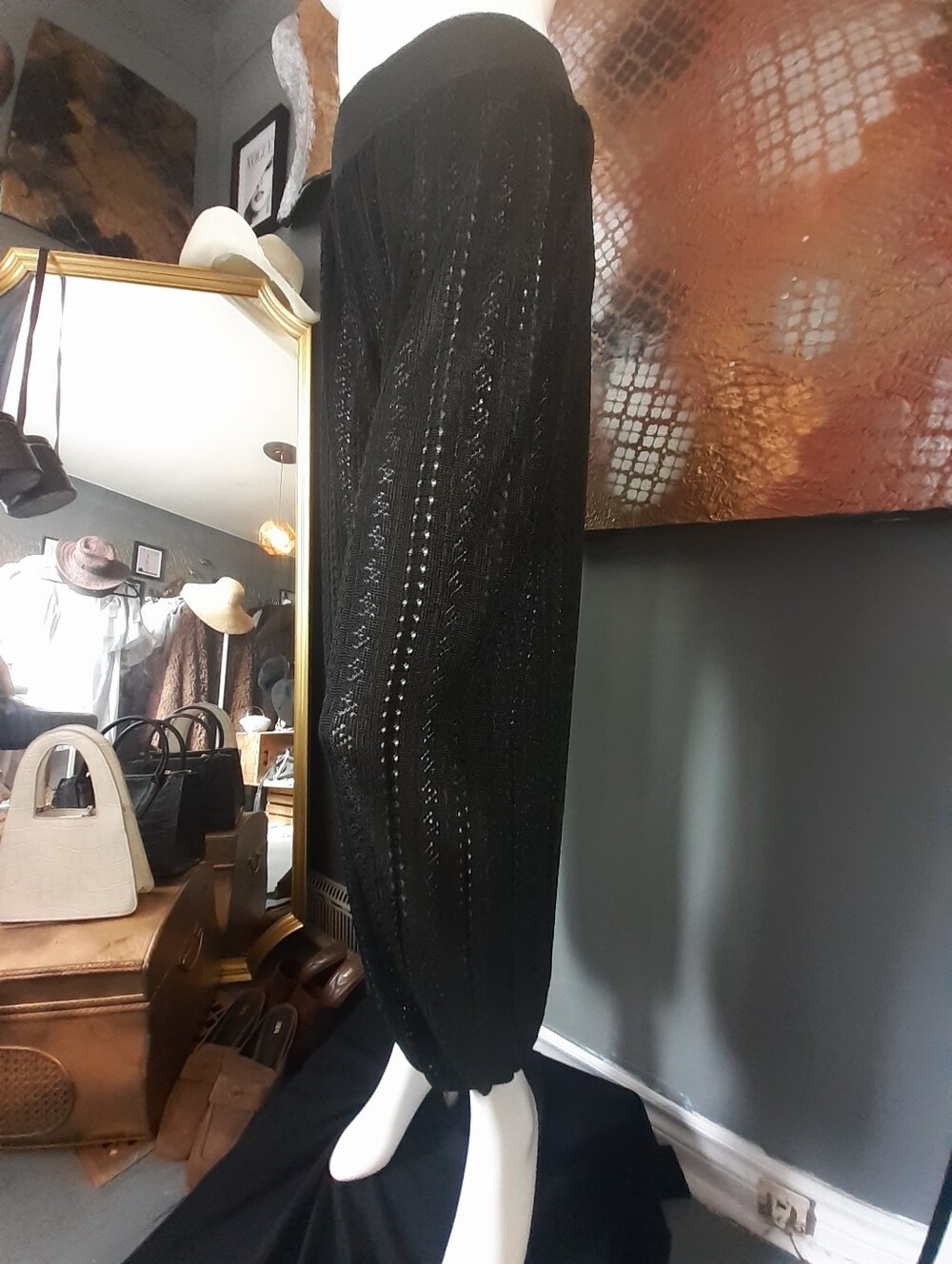 Zara Nwt Black Knit Lace Effect Baloon Cropped Pants - Picture 10 of 16